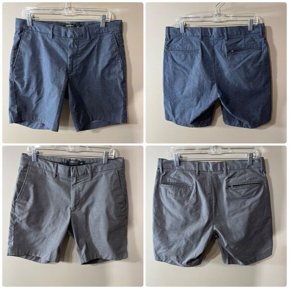 Nordstrom Tech Smart Shorts Mens 33W Blue Slim Fit TechSmart 2 Pair Gray Blue - Picture 1 of 16